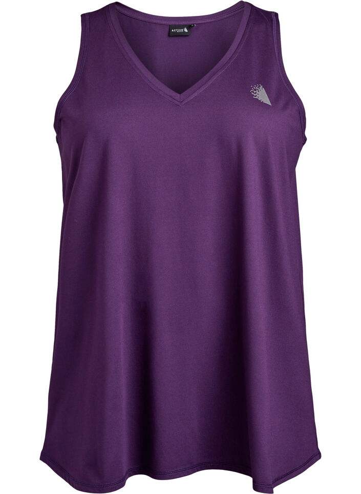 Sportowy top z dekoltem w szpic, Fioletowy, Packshot image number 0