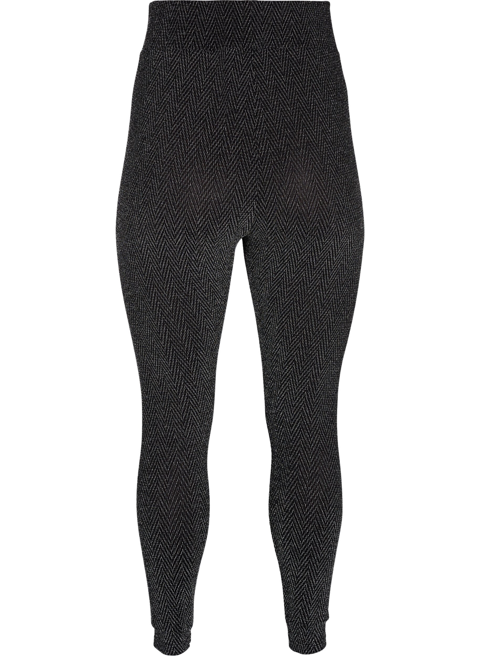 Zizzi Legginsy z&nbsp;brokatowym wzorem, Silver ZigZagShimmer, Packshot image number 1