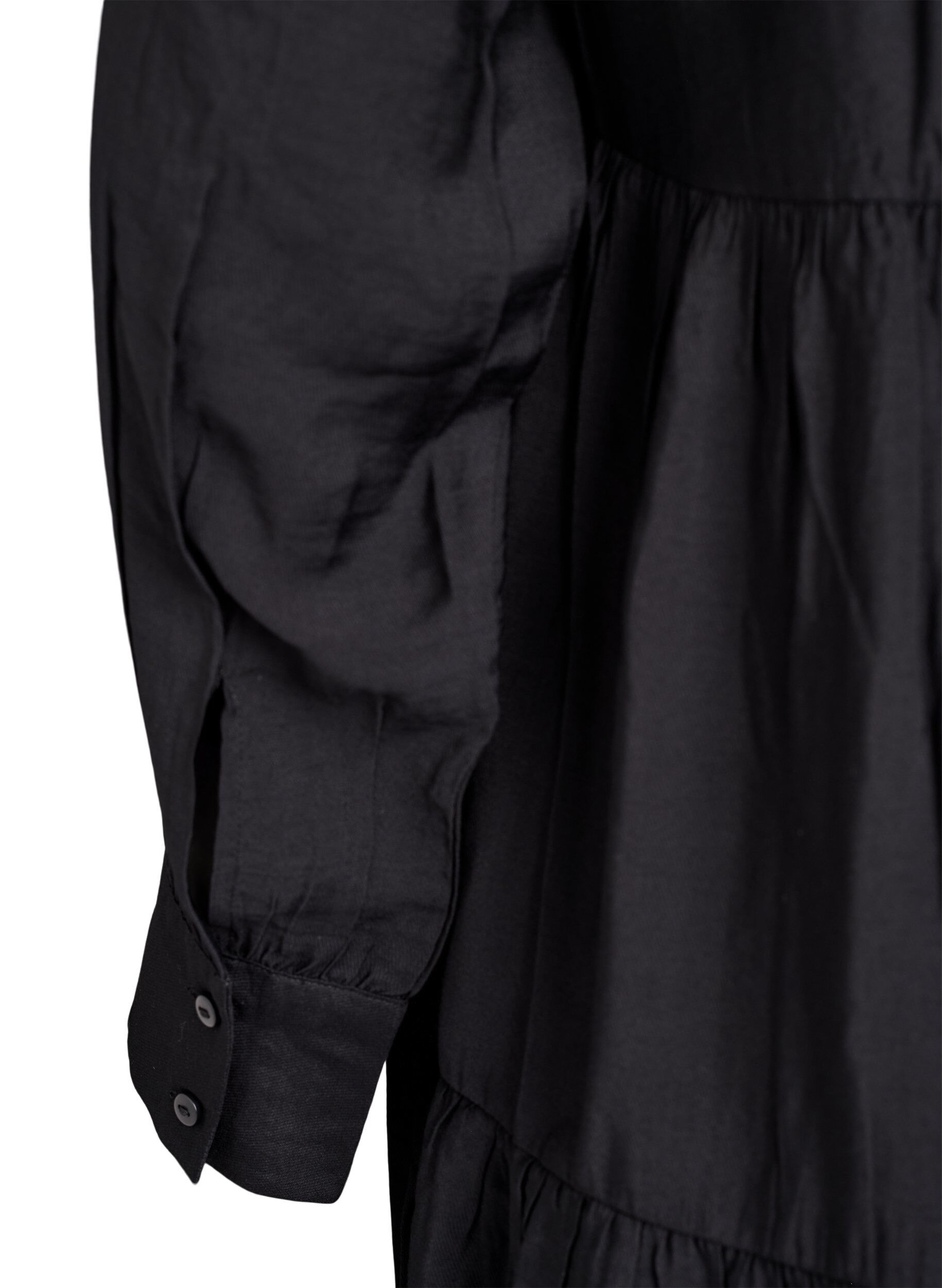 Zizzi Sukienka w kroju A z falbanka na kolnierzu, Czarne, Packshot image number 3