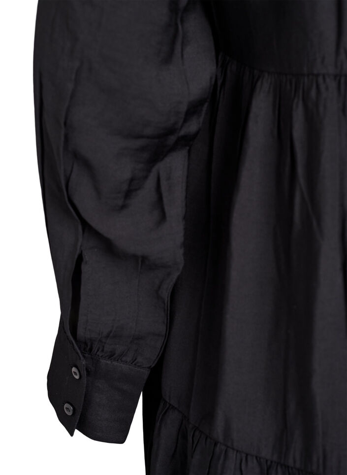 Sukienka w kroju A z falbanka na kolnierzu, Czarne, Packshot image number 3