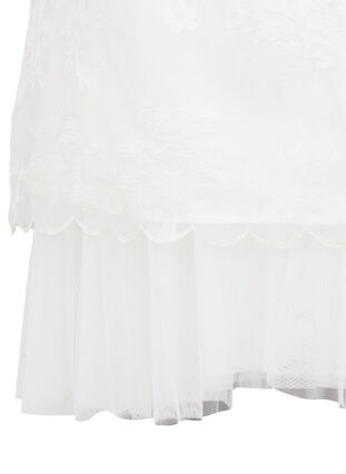 Suknia slubna bez rekawów z dekoltem w szpic, Star White, Packshot image number 3