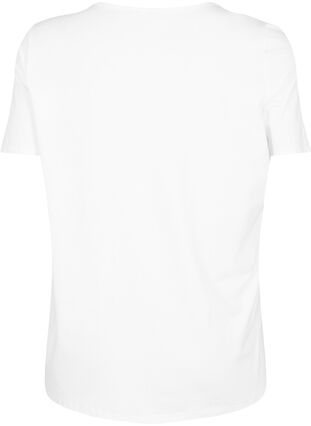Koszulka z dekoltem w szpic i detalem w ksztalcie krzyza, Warm Off-white, Packshot image number 1