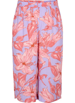Luzne spodnie kuloty z wiskozy, Lavender Flower, Packshot image number 0