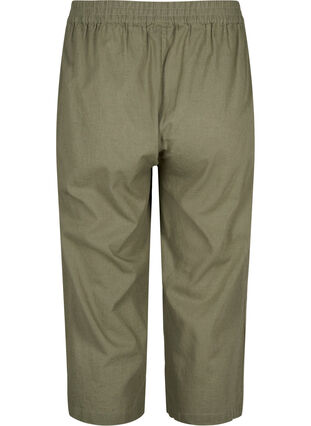 Spodnie o dlugosci 7/8 z mieszanki bawelny z lnem, Deep Lichen Green, Packshot image number 1