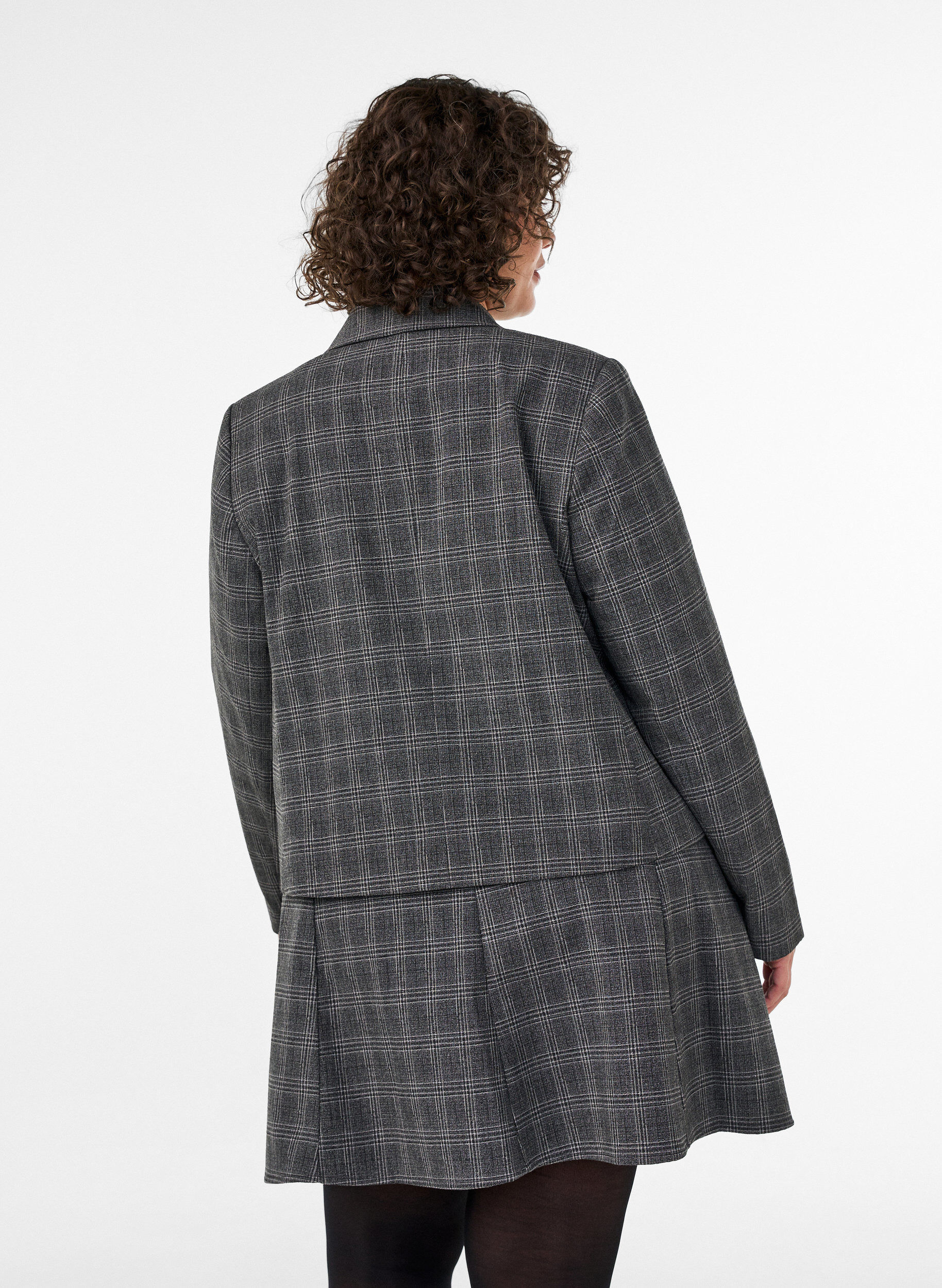 ZizziKr&oacute;tki marynarka w krate, Ciemnoszary, Model image number 2