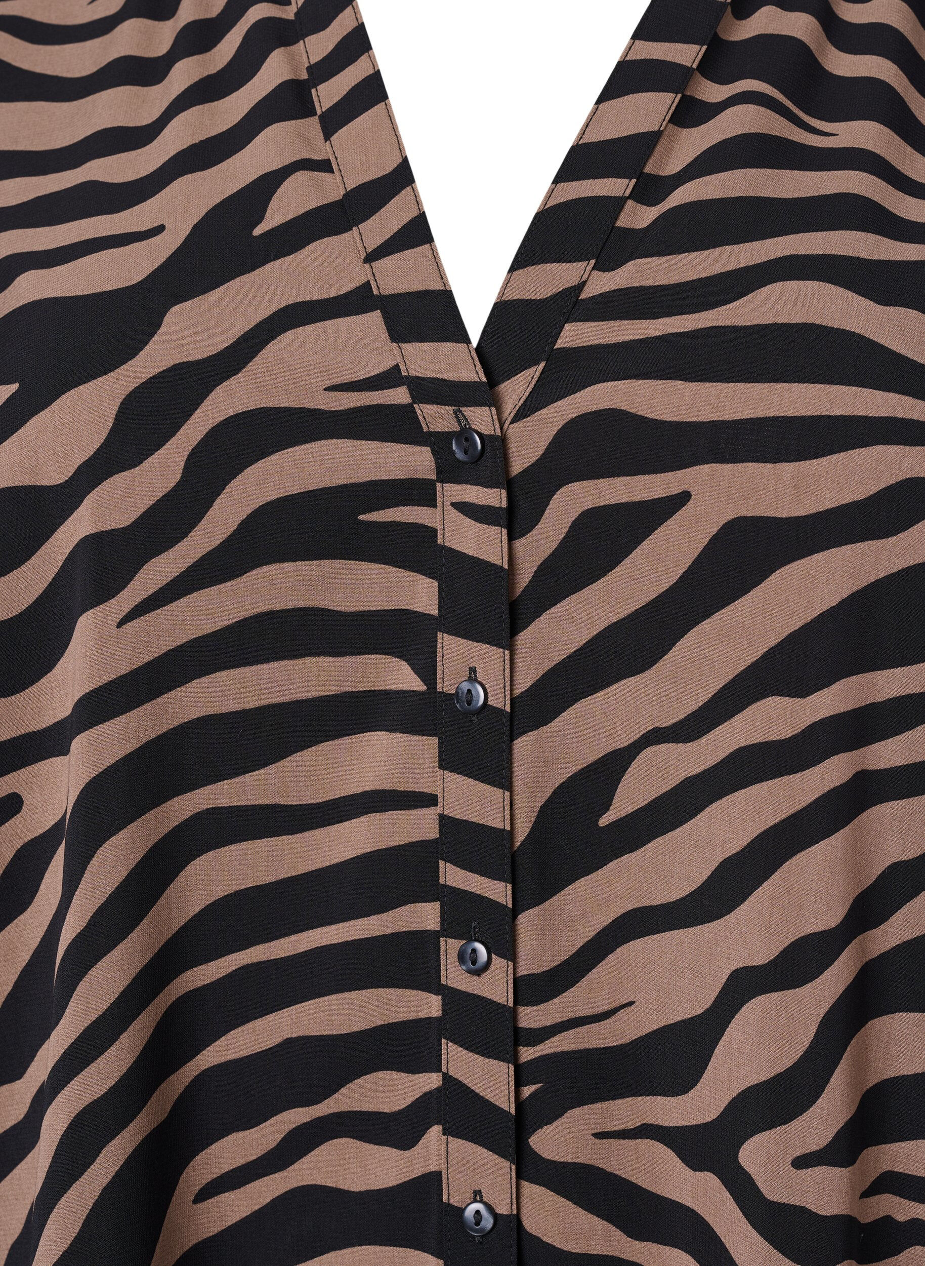 Zizzi Koszula z dekoltem w szpic i nadrukiem zebry, Black/Brown Zebra, Packshot image number 2