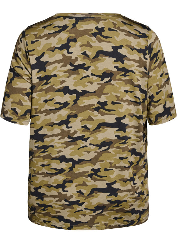 Koszulka z TENCEL&trade; Lyocell i kamuflazowym nadrukiem, Zielony, Packshot image number 1