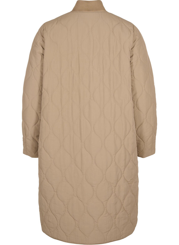 Dluga pikowana kurtka z zamkiem blyskawicznym i kieszeniami, Amphora, Packshot image number 1