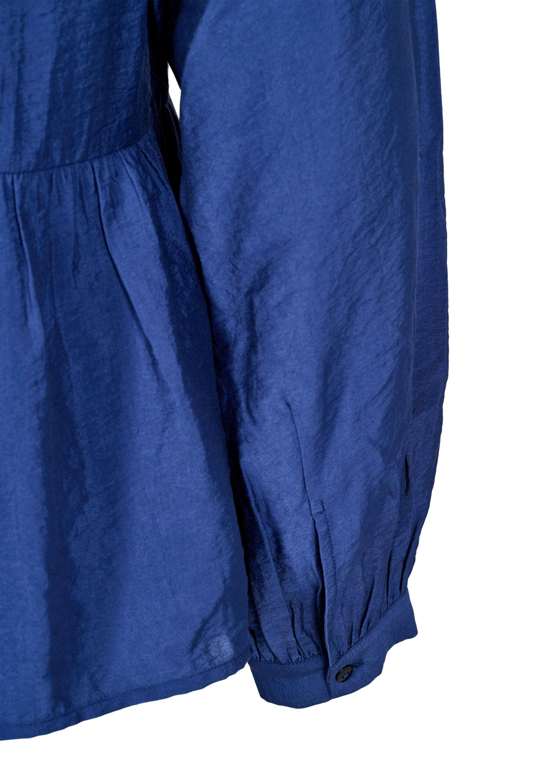 Zizzi Bluzka z kokarda i dlugimi rekawami, Niebieskie, Packshot image number 3