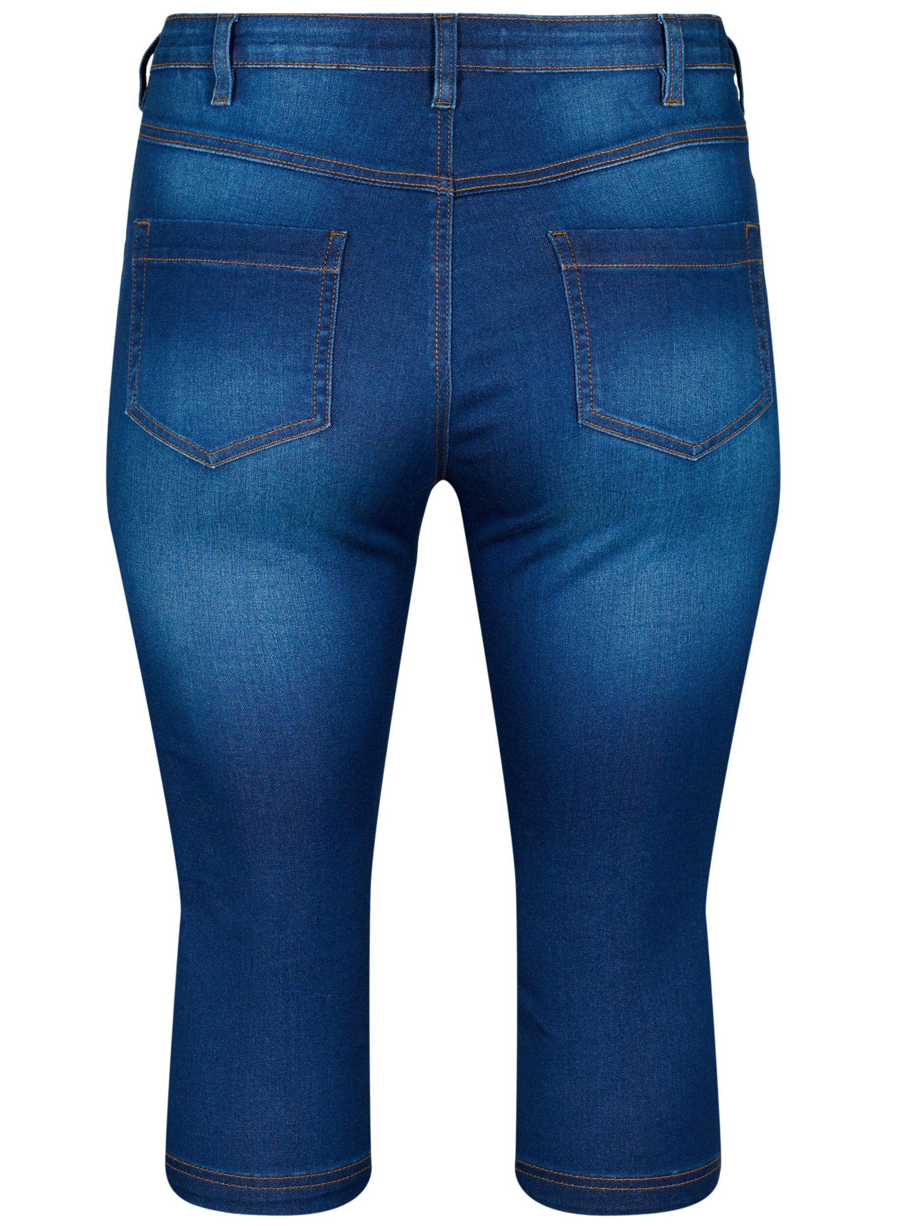 Zizzi Jeansy Capri Amy z wysokim stanem o bardzo waskim kroju, Niebieskie, Packshot image number 1