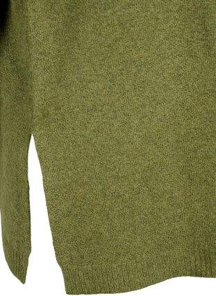 Melanzowy sweter z dzianiny z rozcieciem, W. Moss/Black Mel., Packshot image number 3