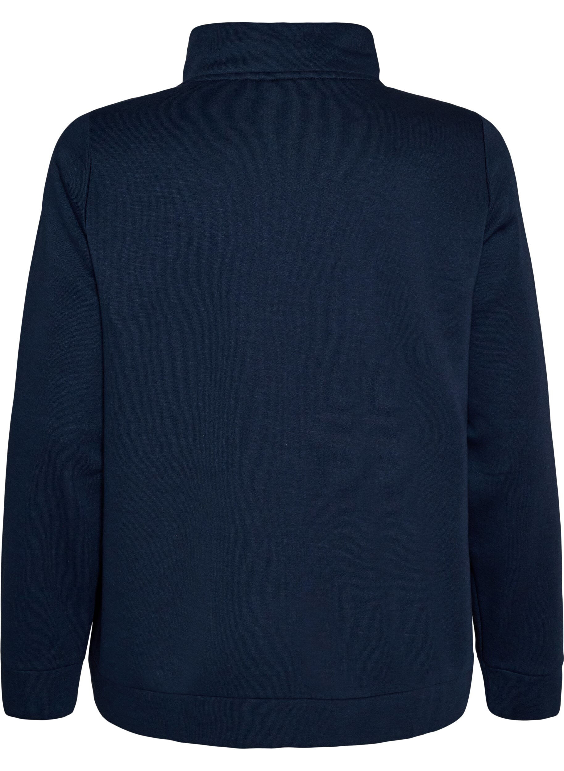 ZizziBluza z wysokim kolnierzem i zamkiem, Niebieskie, Packshot image number 1