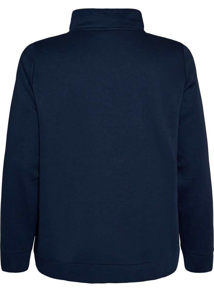 Bluza z wysokim kolnierzem i zamkiem, Niebieskie, Packshot image number 1