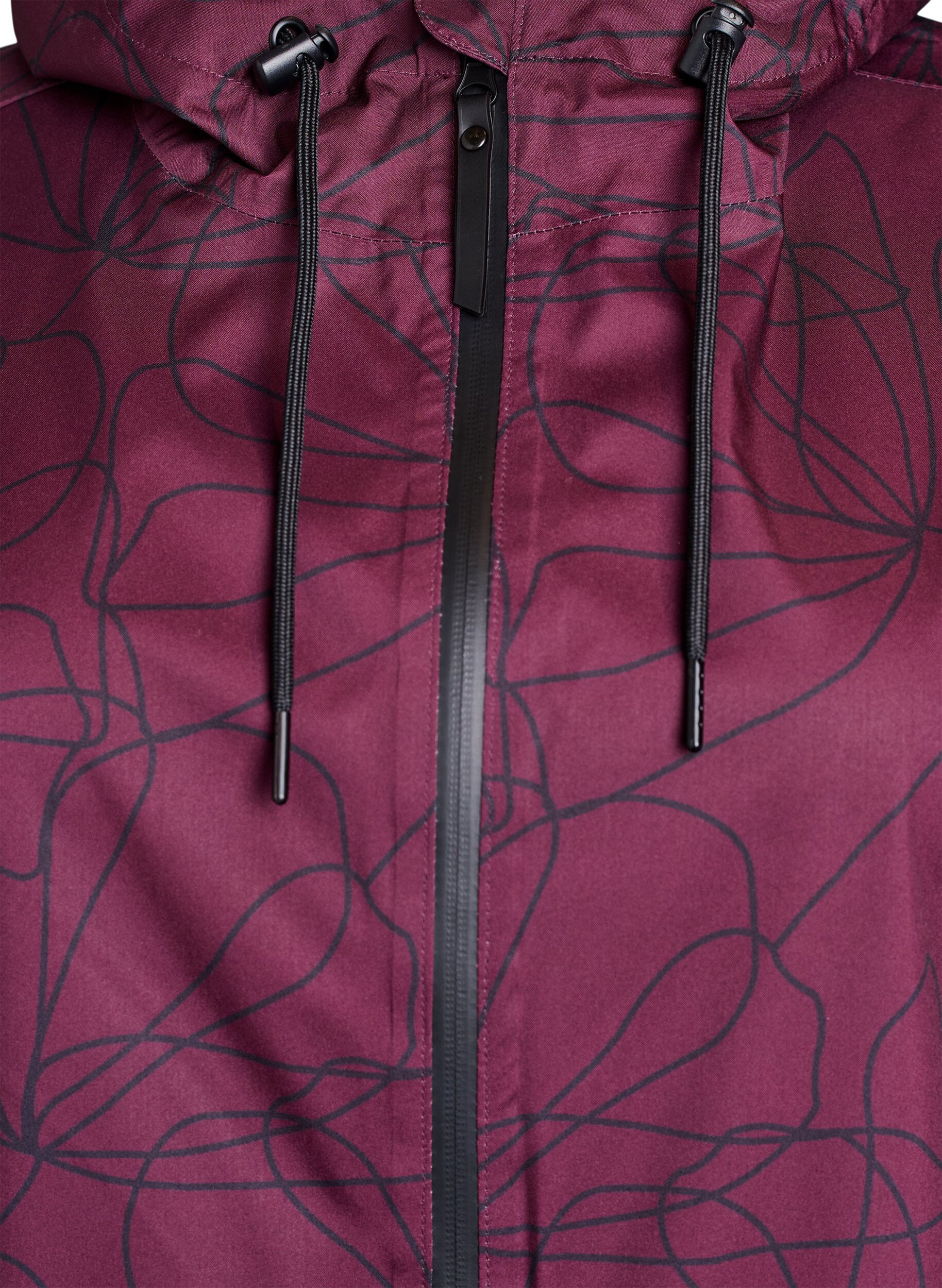 Zizzi Wzorzysty plaszcz przeciwdeszczowy, Ciemnobordowy, Packshot image number 2