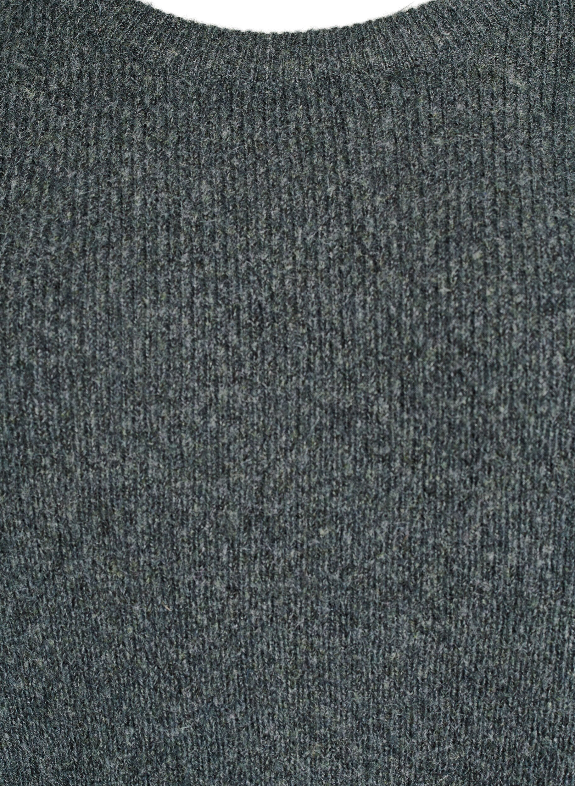 ZizziMelanzowa dzianinowa bluzka z okraglym dekoltem, Zielony, Packshot image number 2