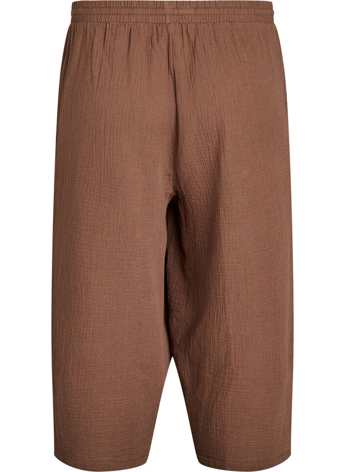 Spodnie culotte z muslinu bawelnianego z wysokim stanem, Brązowy, Packshot image number 1