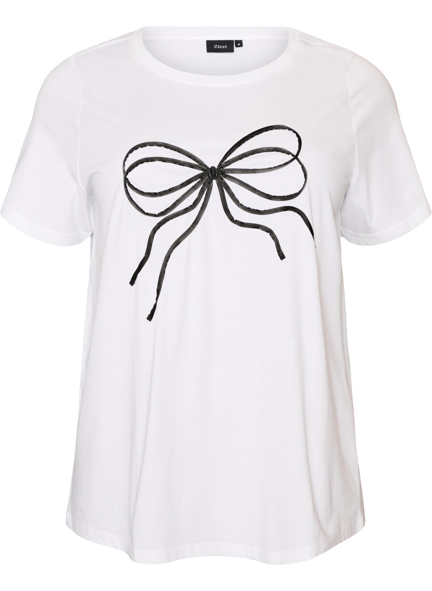 ZizziT-shirt z bawelny organicznej z ozdobnym motywem, Biały, Packshot image number 0