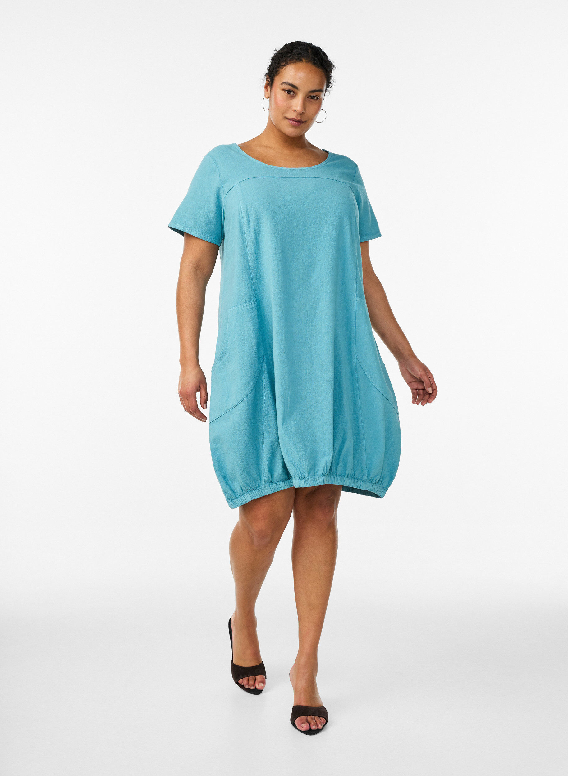 ZizziBawelniana sukienka z kr&oacute;tkim rekawem, Niebieskie, Model image number 1