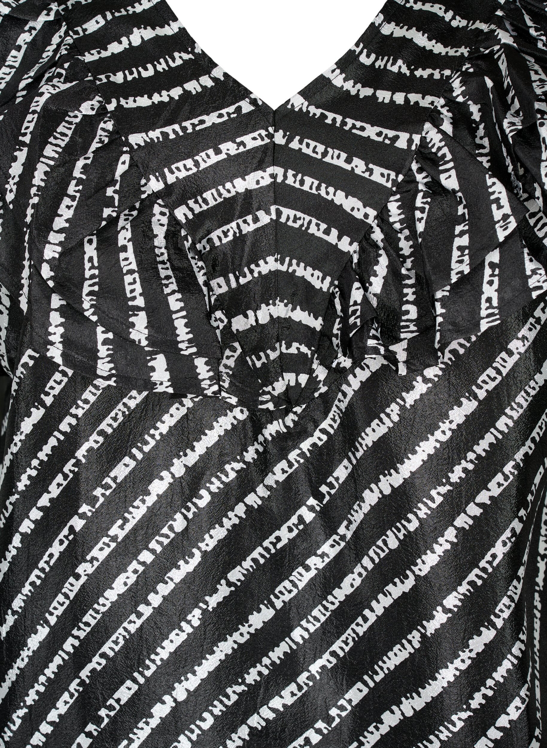 Zizzi Pasiasta tunika z falbankami, Black/White Stripes, Packshot image number 2