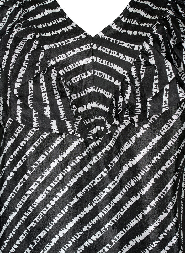 Pasiasta tunika z falbankami, Black/White Stripes, Packshot image number 2