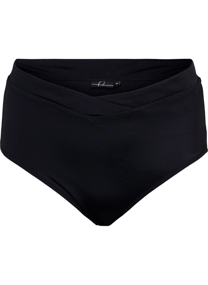 Dól bikini w jednolitym kolorze z wysokim stanem, Black, Packshot image number 0