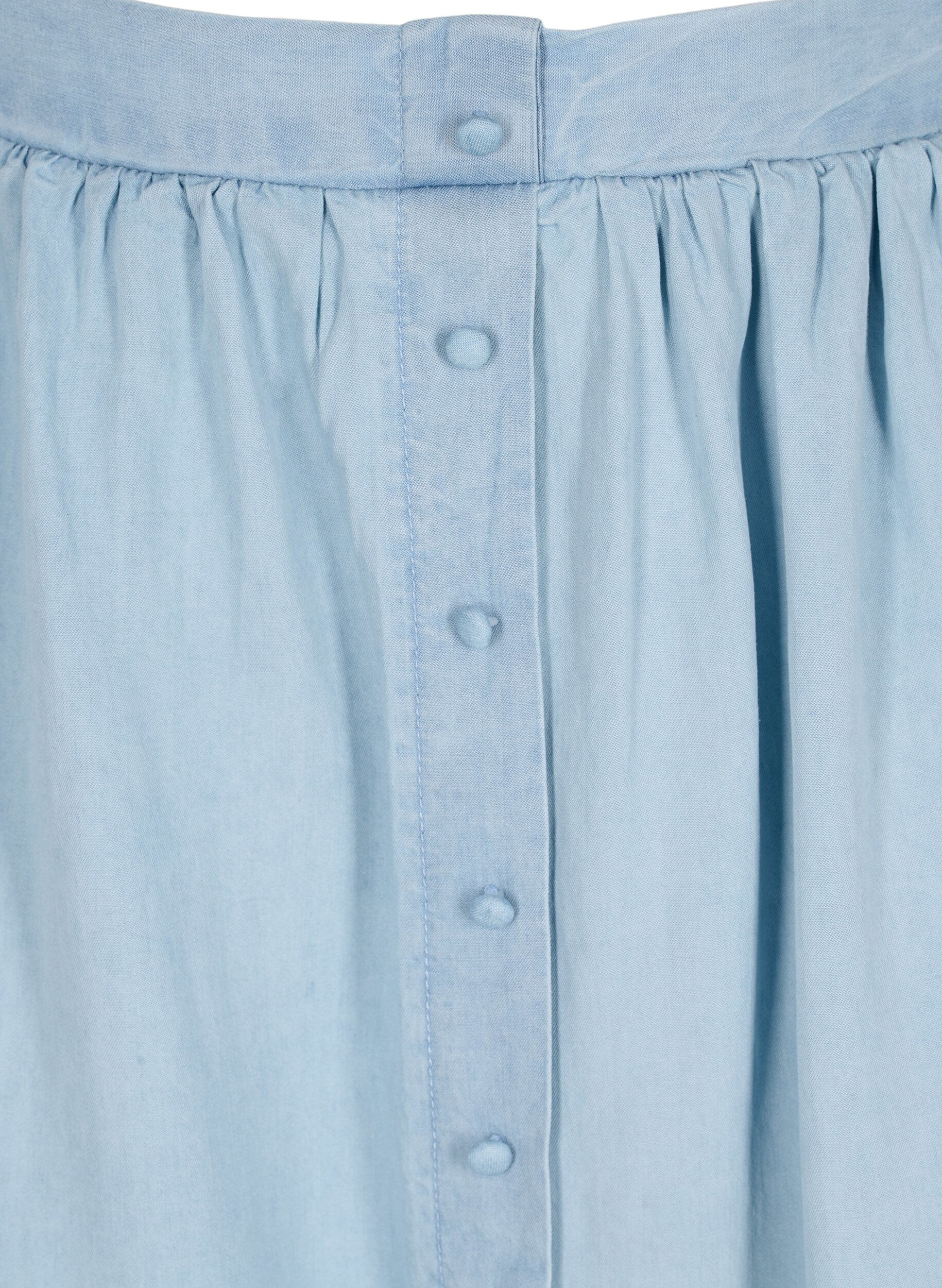 Zizzi 	 Loose skirt with buttons, Light Blue, Packshot image number 2