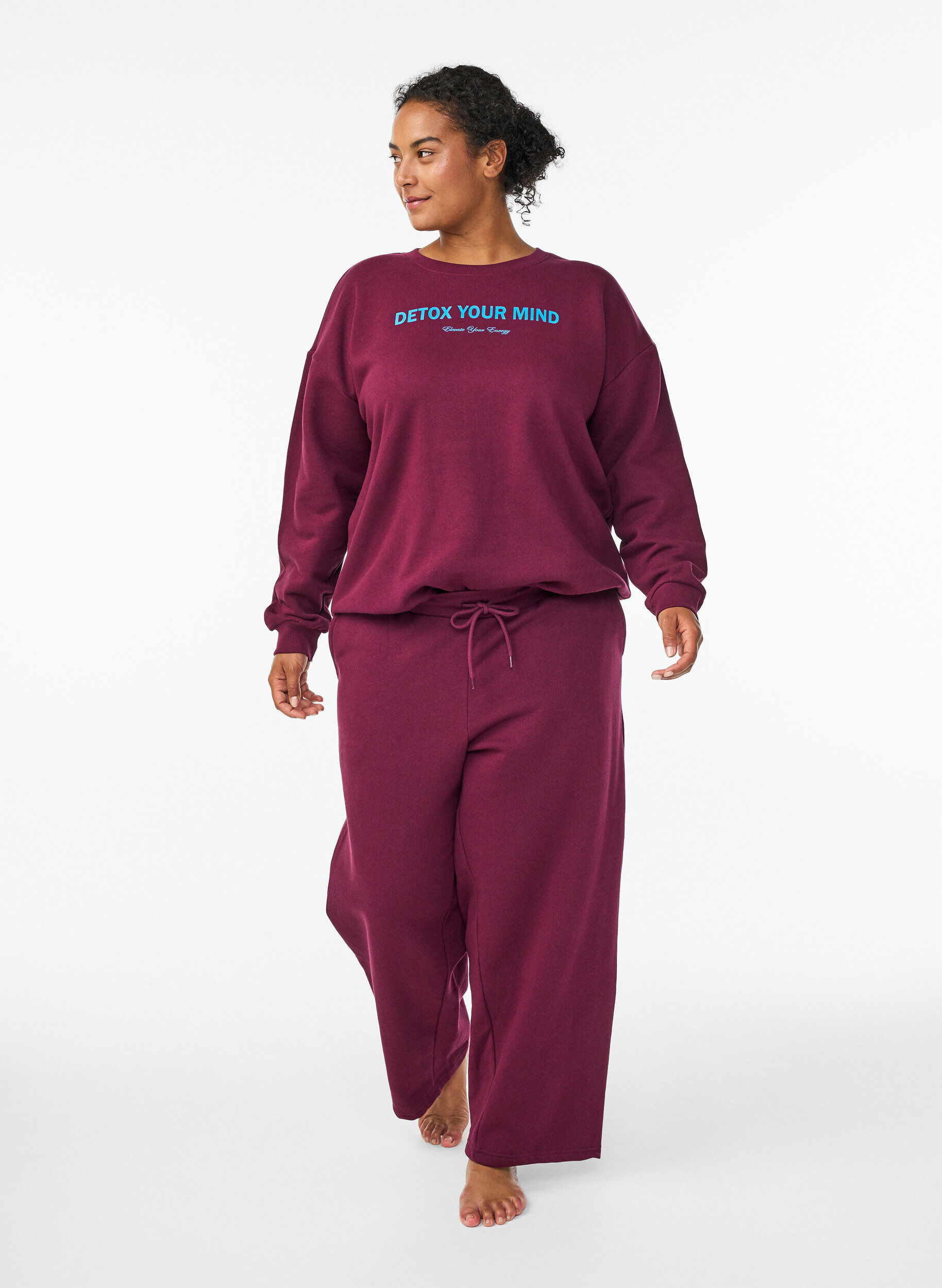 ZizziBluza z nadrukiem tekstowym, Ciemnobordowy, Model image number 1