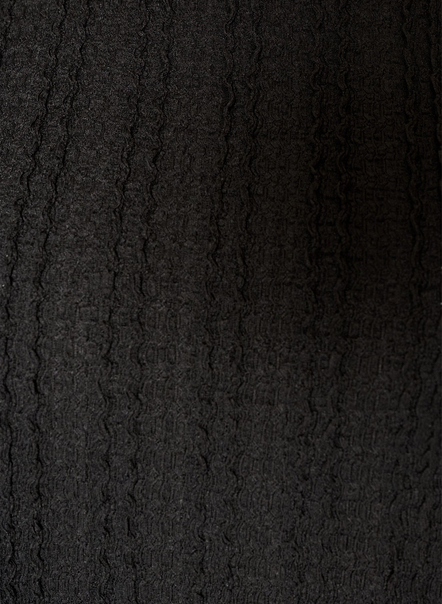 ZizziBluzka z fakturowanego jerseyu o fasonie balonowym, Czarne, Packshot image number 2