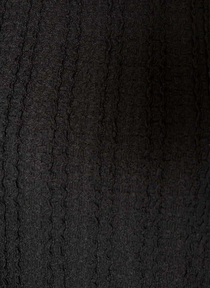 Bluzka z fakturowanego jerseyu o fasonie balonowym, Czarne, Packshot image number 2
