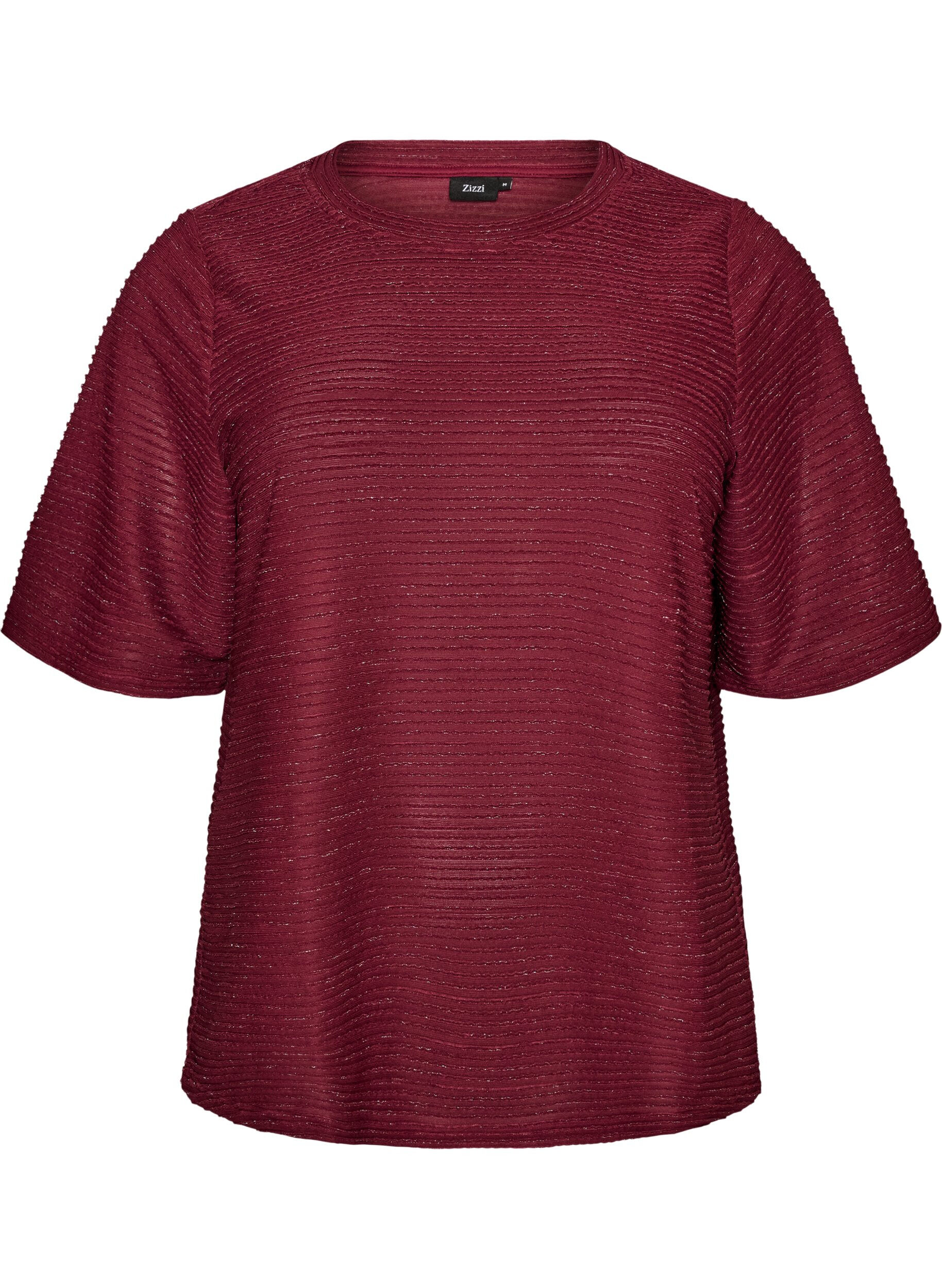 ZizziBluzka z tekstura i brokatem, Czerwony, Packshot image number 0