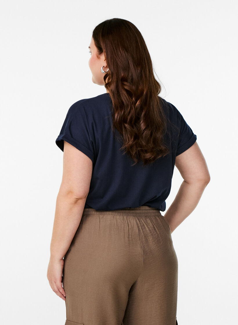 Koszulka z krótkimi rekawami wykonana z mieszanki bawelny, Niebieskie, Model image number 2