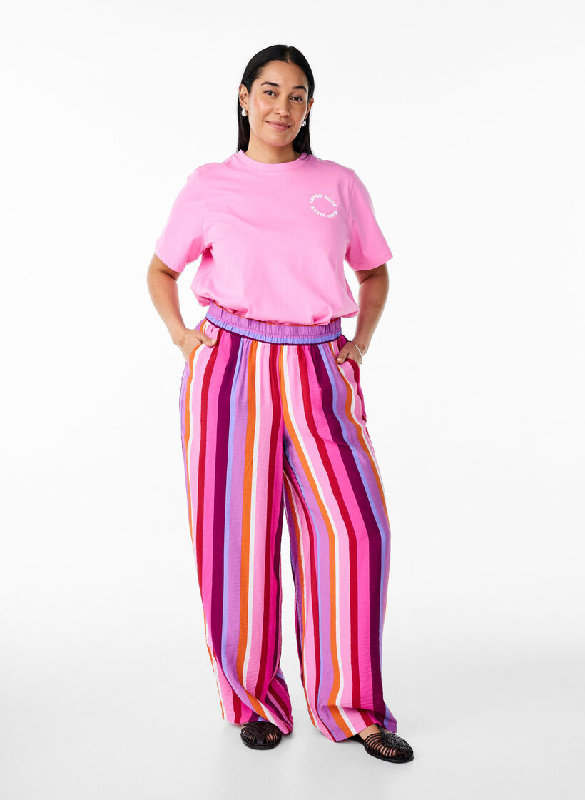  Koszulka z motywem tekstowym z bawelny organicznej, R&oacute;żowy, Model image number 1