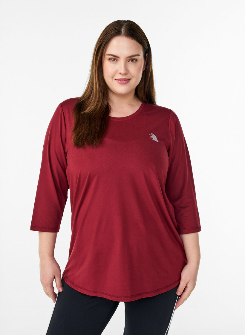 Sportowy top z rekawami 3/4, Czerwony, Model image number 0