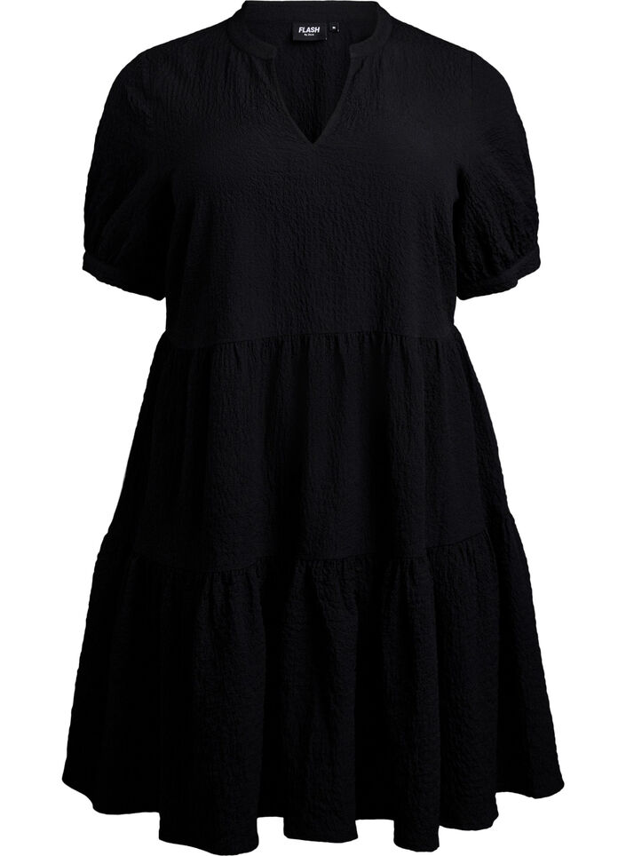 Kr&oacute;tka trapezowa sukienka, Czarne, Packshot image number 0