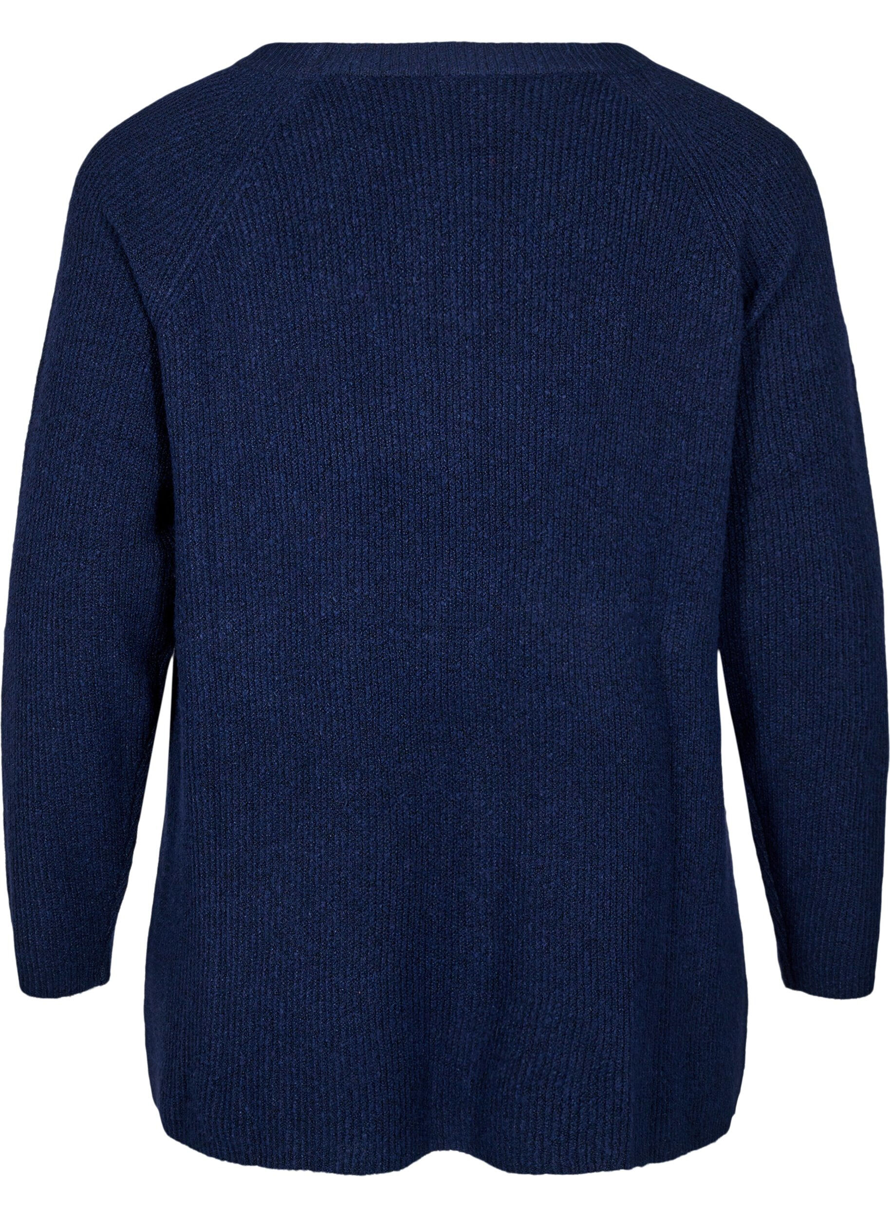 Zizzi Dzianinowa bluzka z okraglym dekoltem, Naval Academy Mel., Packshot image number 1