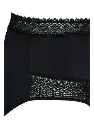 Spodnie 3/4 z wysokim stanem i koronkami, Black, Packshot image number 3