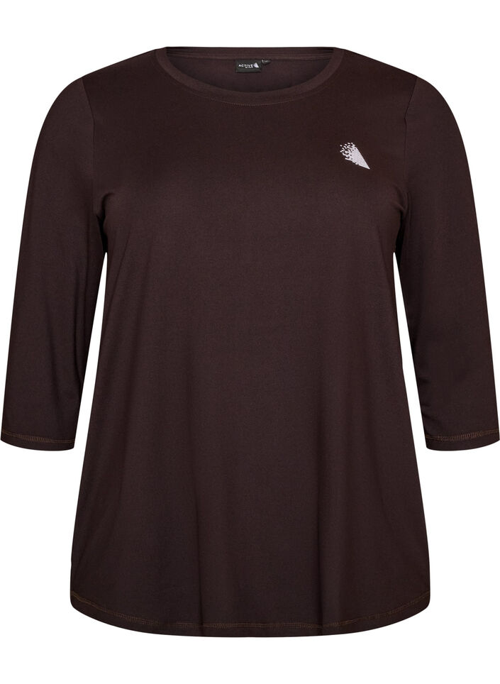 Sportowy top z rekawami 3/4, Brown, Packshot image number 0
