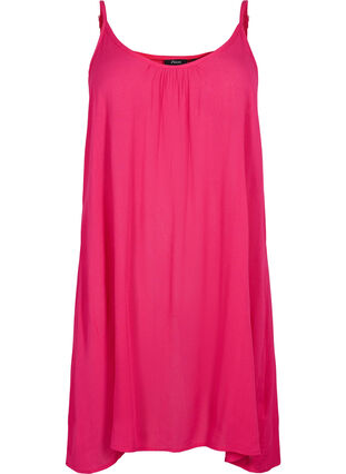Jednokolorowa sukienka z wiskozy na ramiaczkach, Bright Rose, Packshot image number 0