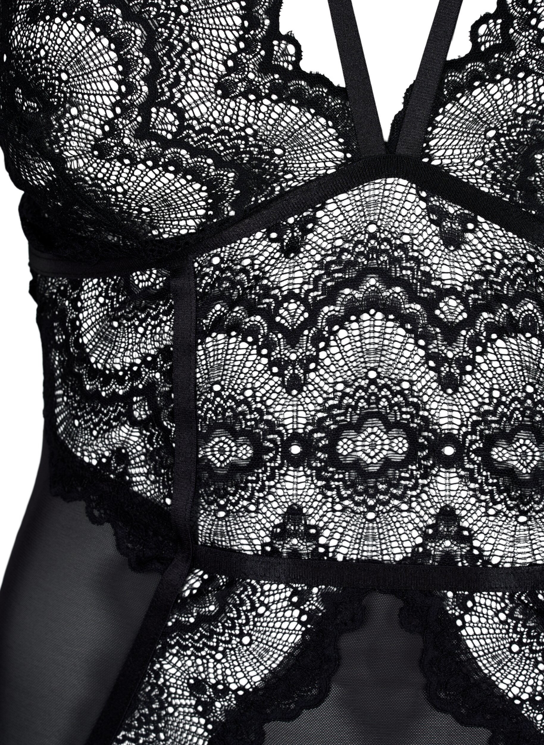 Zizzi Body in mesh and lace, Black, Packshot image number 2