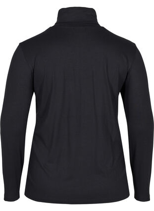 Bawelniana bluzka z dlugimi rekawami i golfem, Solid Black, Packshot image number 1
