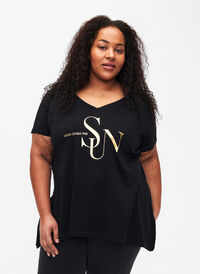 Bawelniana koszulka z krótkim rekawem, Black W. Sun, Model