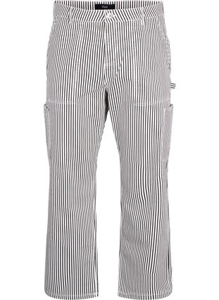  Jeansowe bojówki w paski o prostym kroju, Black White Stripe, Packshot image number 0