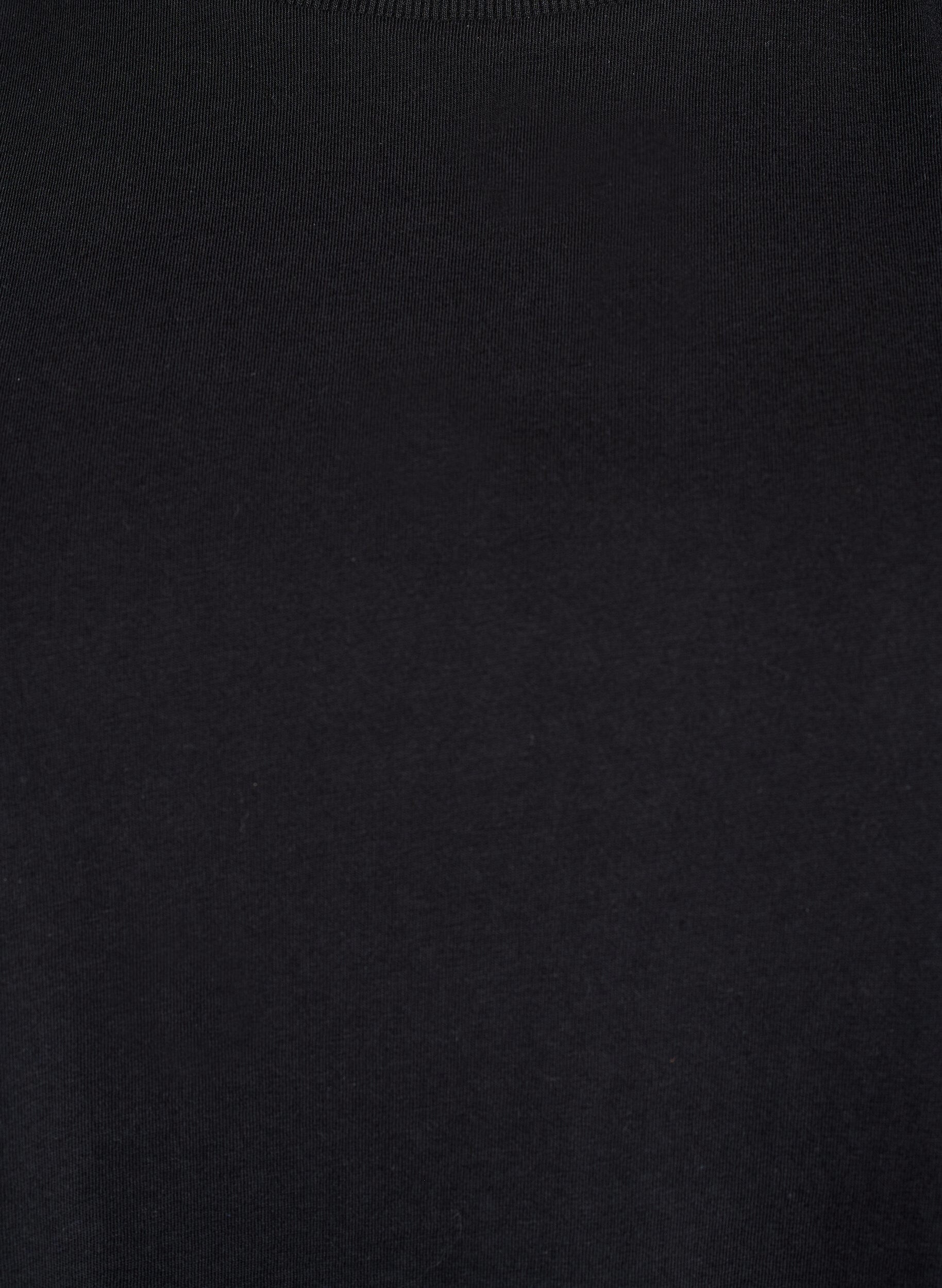 Zizzi Podstawowa bawelniana koszulka z wstawkami na ramionach, Czarne, Packshot image number 2