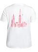T-shirt z nadrukiem tekstowym i okraglym dekoltem, Biały, Packshot image number 1