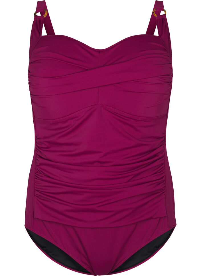 Str&oacute;j kapielowy z wkladkami i drapowaniem, Czerwony, Packshot image number 0