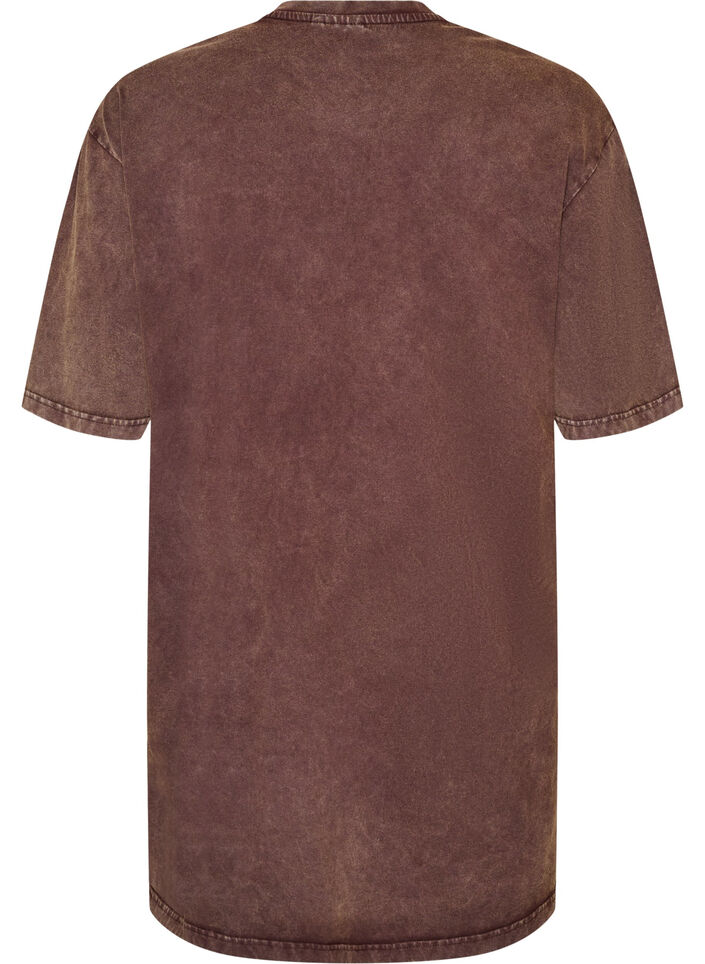 Luzna sukienka T-shirt z efektem sprania, Brązowy, Packshot image number 1