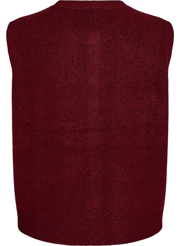 Bezrekawnik dzianinowa z ozdobnymi guziki, Ciemnobordowy, Packshot image number 1