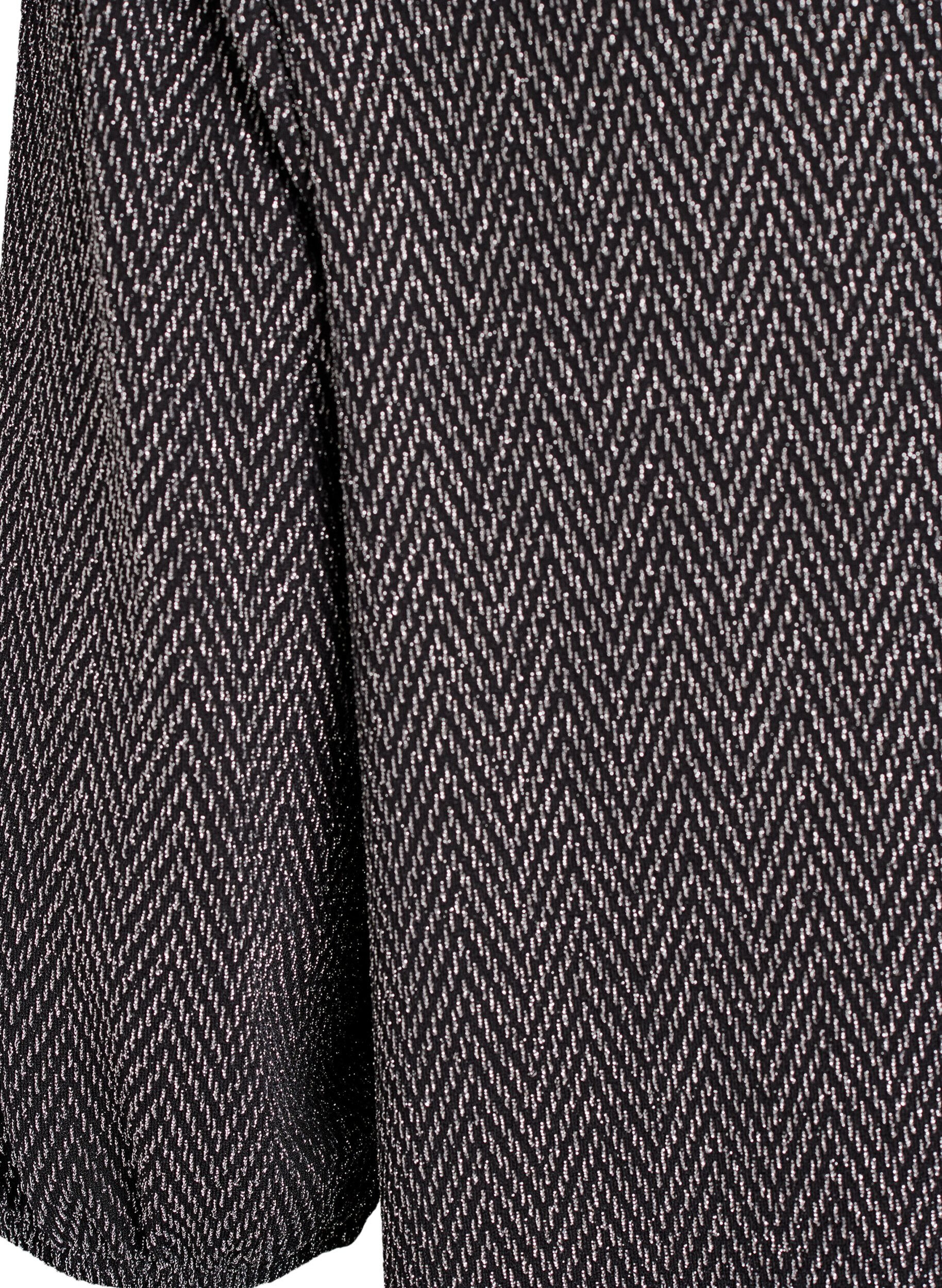 Zizzi Bluzka z blyszczacym wzorem i rekawami 3/4, Czarne, Packshot image number 3