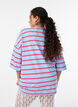 T-shirt w rozmiarze oversize z paskami i rekawami 1/2, Niebieskie, Model image number 2