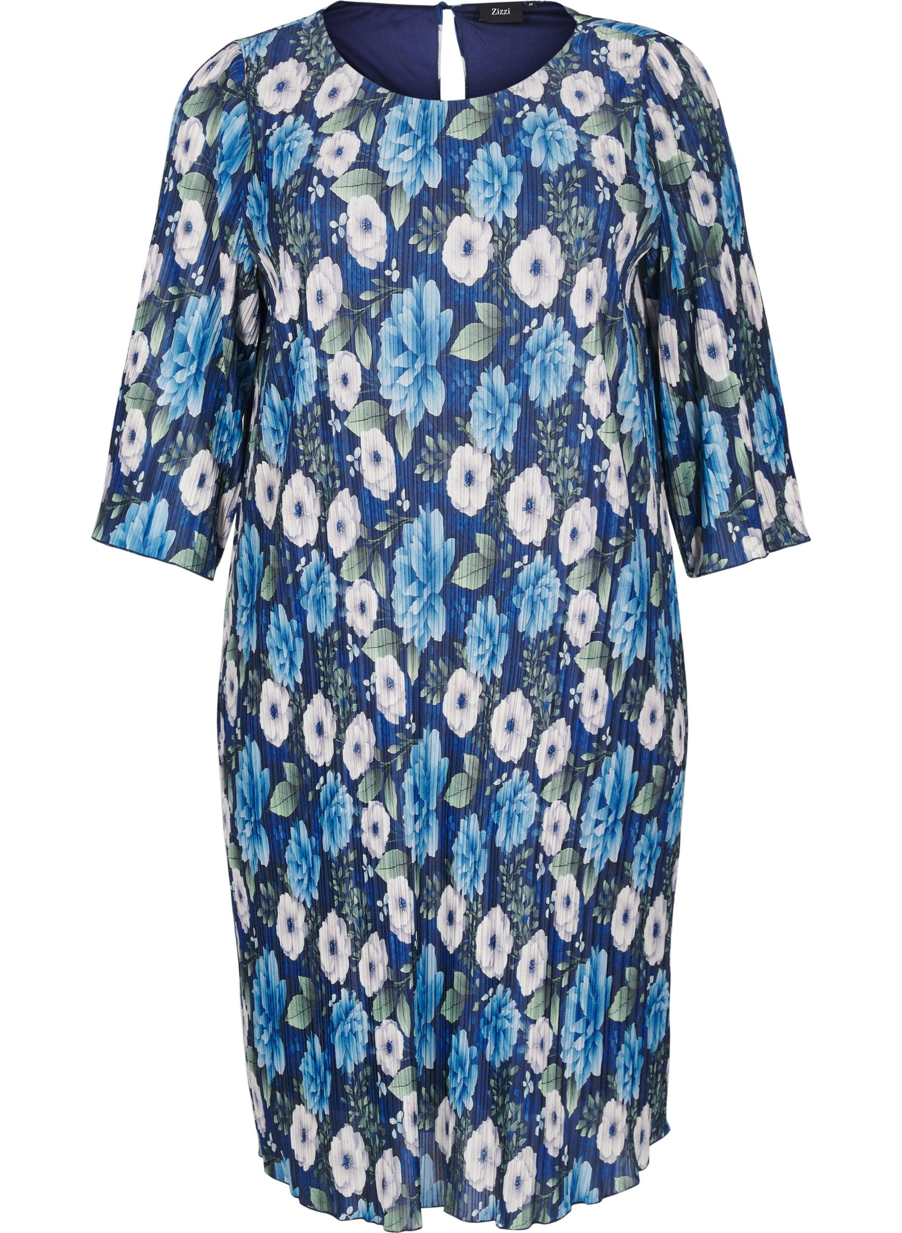 Zizzi Plisowana sukienka z rekawami 3/4, Niebieskie, Packshot image number 0